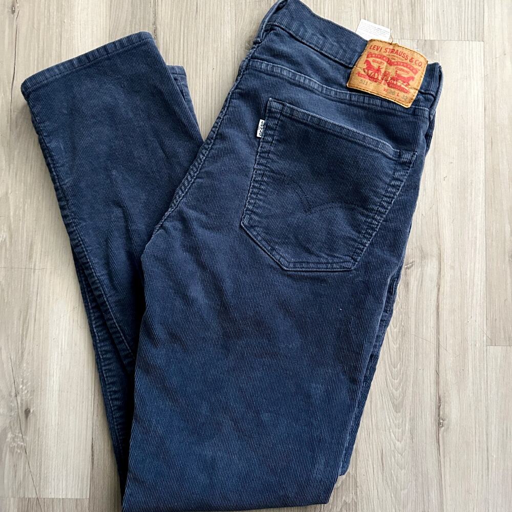 Levis 511 Pants Mens 36x32 Blue Corduroy Slim Tapered Stretch 5 Pocket Casual
